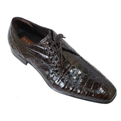 Mezlan  "Fullerton" 13582-F Dark Brown All-Over Genuine Crocodile Shoes with Leather Weave